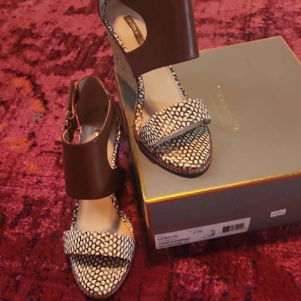 Louise et Cie Brown and Cream Textured Sandals